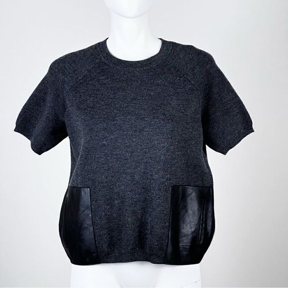 J. Crew Merino Wool Leather Pocket Tee Sz XS - Picture 2 of 10